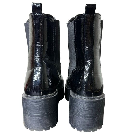 Soda "Yossi" Black Patent Leather Chunky Lug Sole Chelsea Boots, Size 10 - Picture 8 of 12